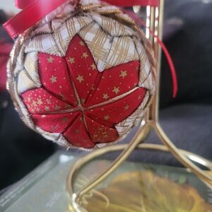 Handcrafted Festive Red and Gold Holiday Ornament